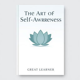 An inspirational book cover for 'The Art of Self-Awareness' by Great Learner, featuring a minimalist design that emphasizes clarity and focus