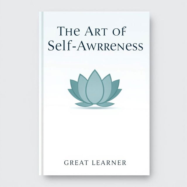 An inspirational book cover for 'The Art of Self-Awareness' by Great Learner, featuring a minimalist design that emphasizes clarity and focus