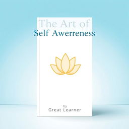 An inspirational book cover for 'The Art of Self-Awareness' by Great Learner, featuring a minimalist design that emphasizes clarity and focus
