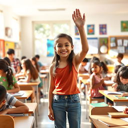 A lively school scene depicting a group of diverse children enjoying their day in a bright, colorful classroom