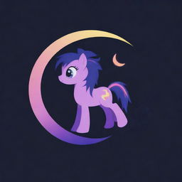 A My Little Pony character's cutie mark, distorted and overlaid with a moon, designed in the style of a glitch art