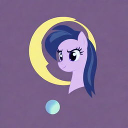 A My Little Pony character's cutie mark, distorted and overlaid with a moon, designed in the style of a glitch art