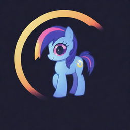 A My Little Pony character's cutie mark, distorted and overlaid with a moon, designed in the style of a glitch art