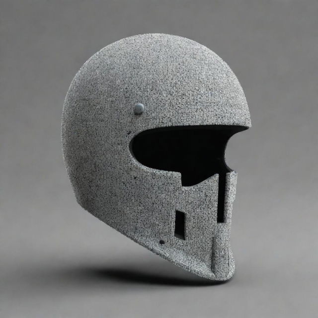 Generate an imaginative image of a helmet meticulously created from the letters N, O, and A. Maintain a clear recognition of the letters while ensuring the helmet's practical design.