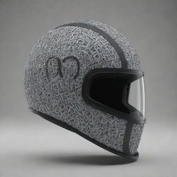 Generate an imaginative image of a helmet meticulously created from the letters N, O, and A. Maintain a clear recognition of the letters while ensuring the helmet's practical design.