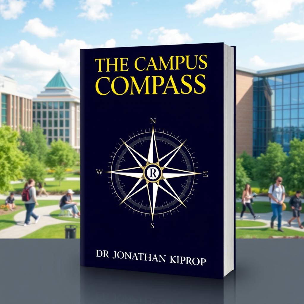 A book cover design featuring the title 'THE CAMPUS COMPASS' by 'DR JONATHAN KIPROP'