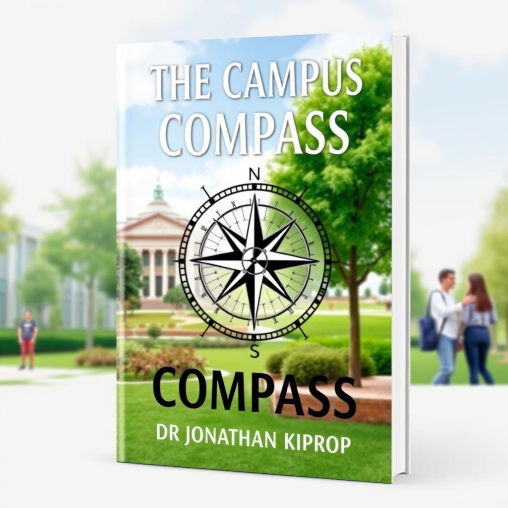 A book cover design featuring the title 'THE CAMPUS COMPASS' by 'DR JONATHAN KIPROP'