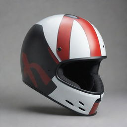 Create a unique image of a helmet whose design is influenced by the letters N, O, and A. The helmet should retain its safety features while embodying a creative, edgy aesthetic.