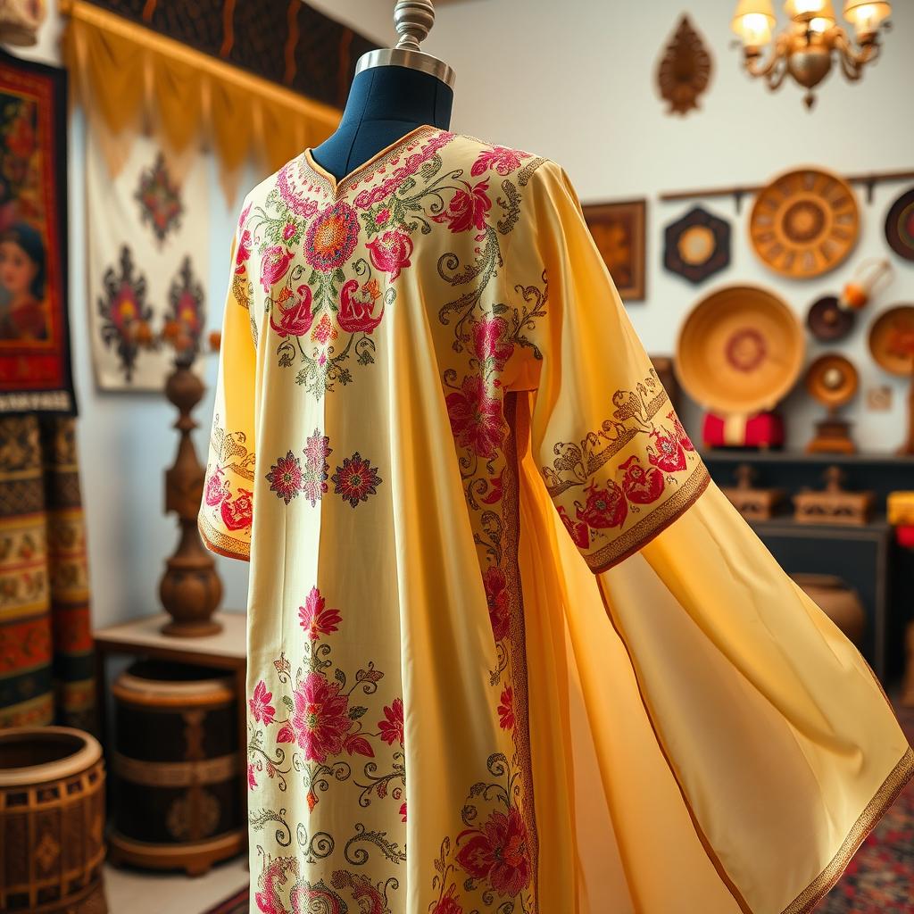 A beautiful traditional baju, showcasing intricate embroidery and vibrant colors