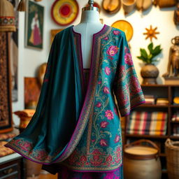 A beautiful traditional baju, showcasing intricate embroidery and vibrant colors