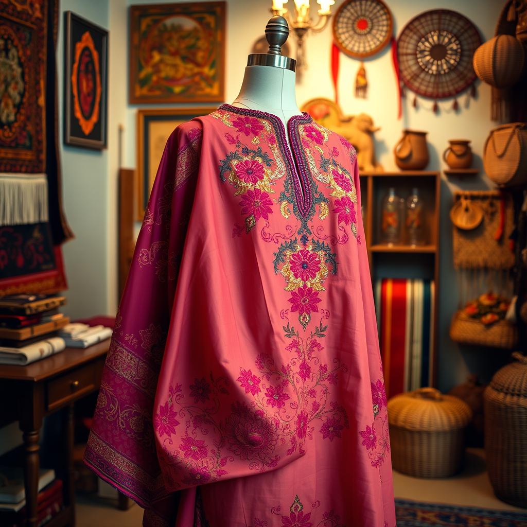 A beautiful traditional baju, showcasing intricate embroidery and vibrant colors