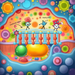 An educational illustration of a cell membrane depicted in a colorful and animated style