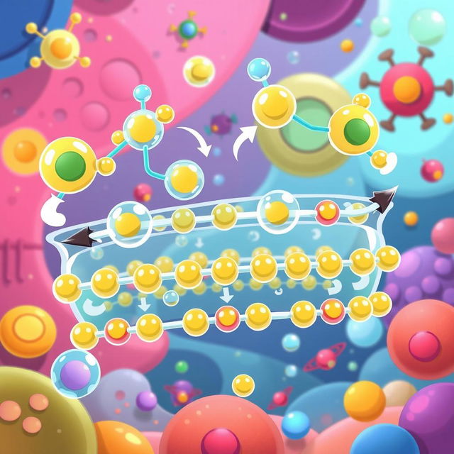 A lively and animated illustration of phospholipids in a playful style