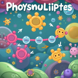 A lively and animated illustration of phospholipids in a playful style