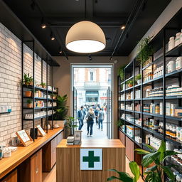 A modern pharmacy located on Gran Vía, Madrid