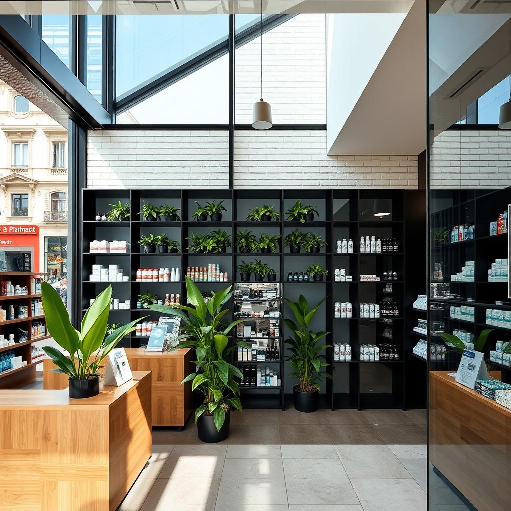 A modern pharmacy located on Gran Vía, Madrid