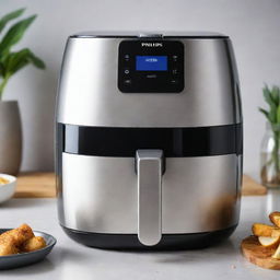 A detailed image of a Philips 9270 air fryer, showcasing its sleek design with metallic finish.