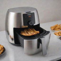 A detailed image of a Philips 9270 air fryer, showcasing its sleek design with metallic finish.