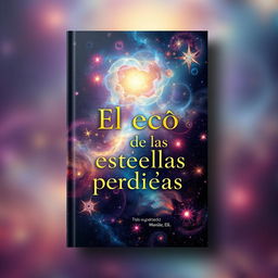 A stunning book cover design featuring an artistic representation of the universe, illustrating cosmic elements like colorful stars, ethereal nebulae, and swirling galaxies that allude to the theme of lost stars and their echoes