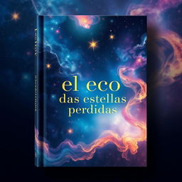 A stunning book cover design featuring an artistic representation of the universe, illustrating cosmic elements like colorful stars, ethereal nebulae, and swirling galaxies that allude to the theme of lost stars and their echoes