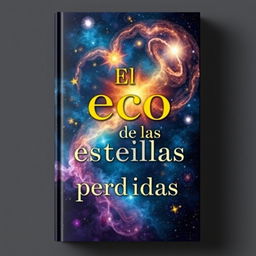 A stunning book cover design featuring an artistic representation of the universe, illustrating cosmic elements like colorful stars, ethereal nebulae, and swirling galaxies that allude to the theme of lost stars and their echoes