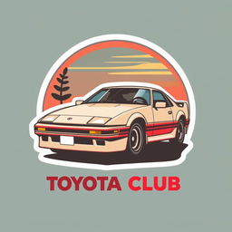 An illustration of a retro vintage 1985 Toyota Supra club logo, designed with a clean and modern aesthetic suitable for a t-shirt design