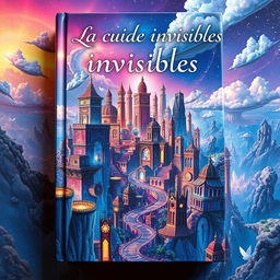 A captivating book cover depicting a breathtaking city between dimensions, filled with surreal and fantastical architecture that blends elements from various realities