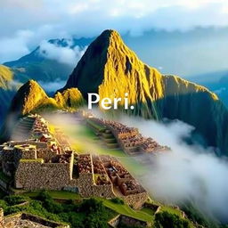 A breathtaking view of Machu Picchu, the ancient Incan citadel nestled in the lush green Andes mountains