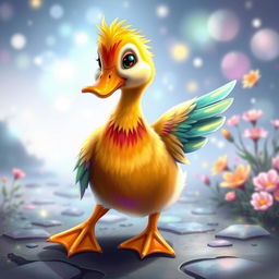 A whimsical depiction of a conjured familiar in the form of an enchanting duck