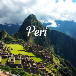 A breathtaking and realistic view of Machu Picchu, the iconic ancient Incan citadel, perched high in the Andes Mountains of Peru