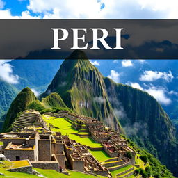 A majestic and detailed portrayal of Machu Picchu, the ancient Incan city, surrounded by the breathtaking peaks of the Andes Mountains in Peru