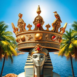 The united crown of ancient Egypt, symbolizing the pharaoh's sovereignty, incorporating elements of both the white crown of Upper Egypt and the red crown of Lower Egypt