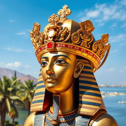 The united crown of ancient Egypt, symbolizing the pharaoh's sovereignty, incorporating elements of both the white crown of Upper Egypt and the red crown of Lower Egypt