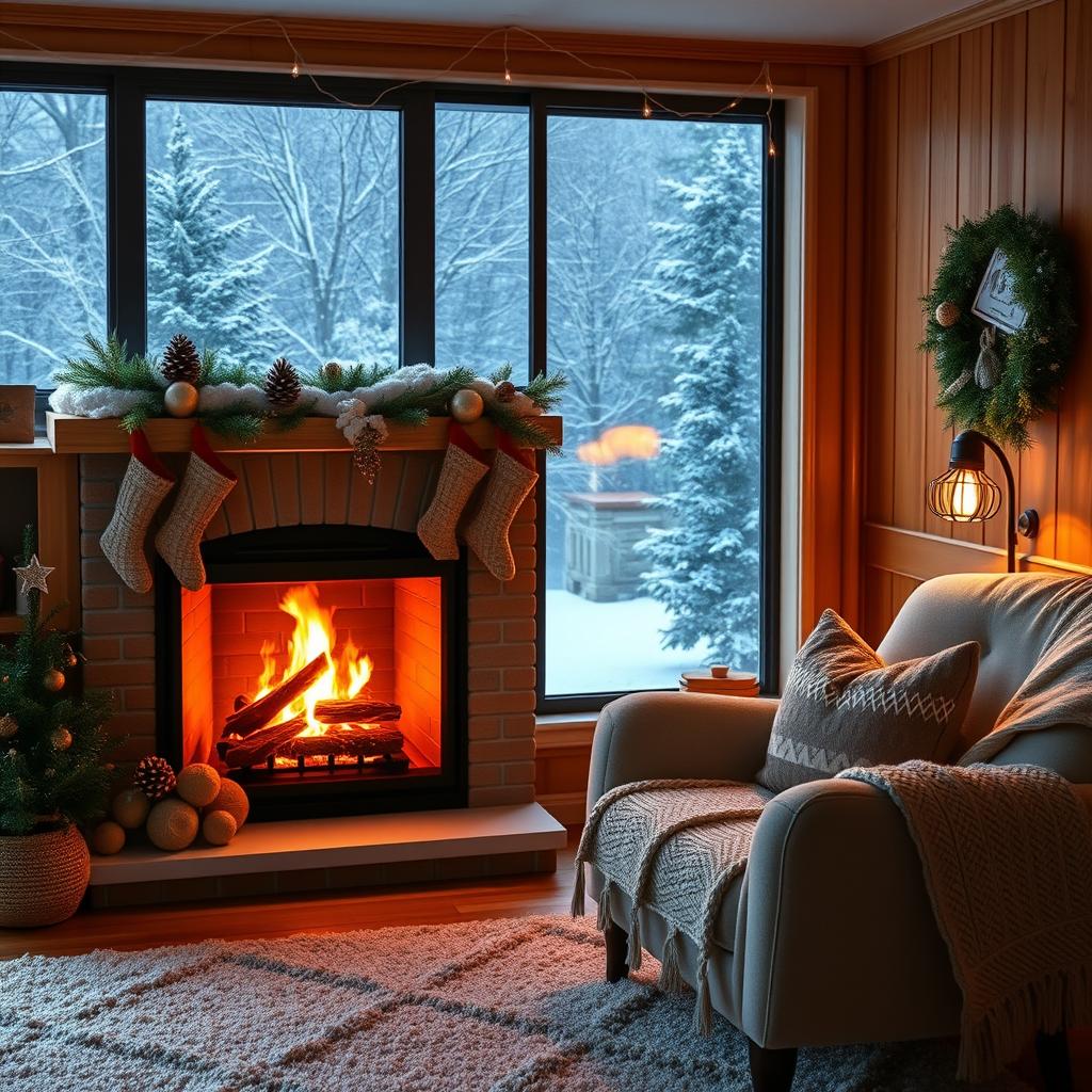 A cozy living room showcasing a beautifully designed fireplace