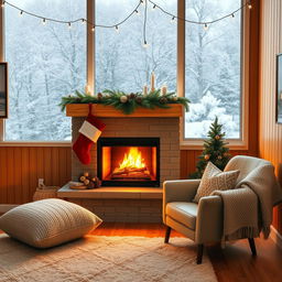 A cozy living room showcasing a beautifully designed fireplace