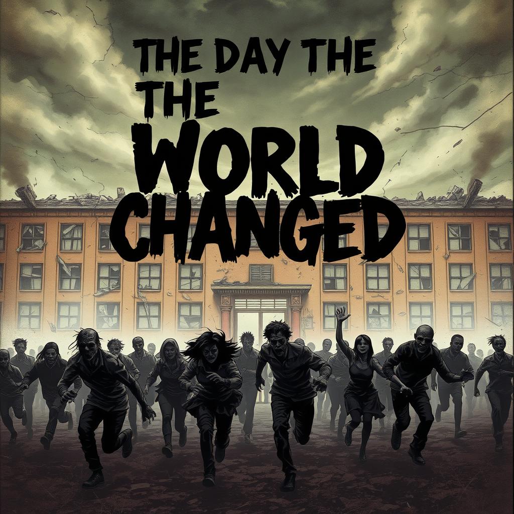 A captivating manga cover for a zombie apocalypse book titled 'The Day The World Changed'