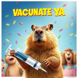 A vibrant and eye-catching movie poster for a comedic film titled 'VACUNATE YA'