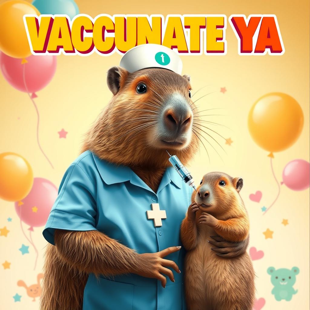 An amusing and colorful movie poster for a film titled 'VACUNATE YA'