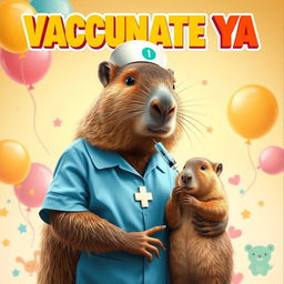 An amusing and colorful movie poster for a film titled 'VACUNATE YA'