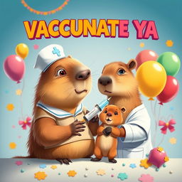 A playful and colorful movie poster for a film titled 'VACUNATE YA'