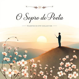 A beautifully illustrated book cover for a poetry collection titled "O Sopro do Poeta"