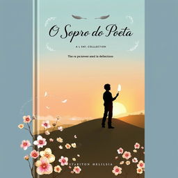 A beautifully illustrated book cover for a poetry collection titled "O Sopro do Poeta"