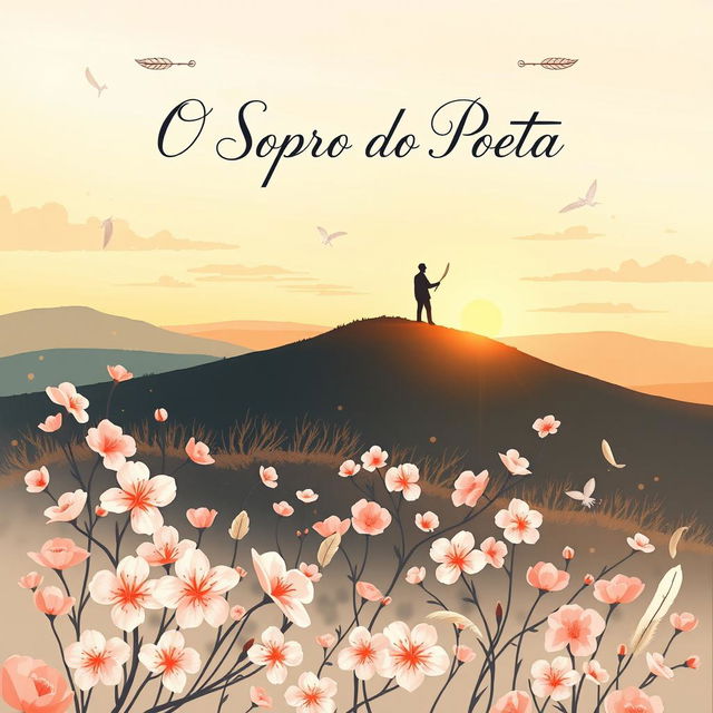 A beautifully illustrated book cover for a poetry collection titled "O Sopro do Poeta"