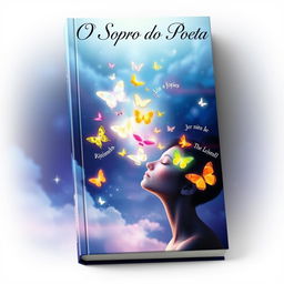 A captivating book cover for a poetry collection titled "O Sopro do Poeta"