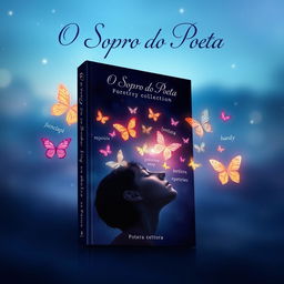 A captivating book cover for a poetry collection titled "O Sopro do Poeta"