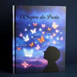 A captivating book cover for a poetry collection titled "O Sopro do Poeta"