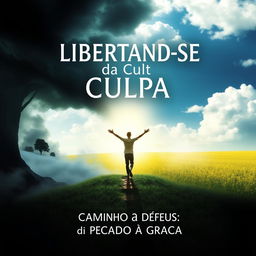 A visually striking e-book cover design that embodies the theme 'Libertando-se da Culpa: O Caminho de Deus do Pecado à Graça'