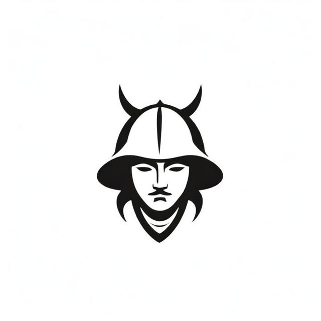 Adjust the previous 'NOA' lettermark to resemble a samurai's helmet. Maintain the strong contrast of the initial black and white design and ensure the helmet's influence is discernible.