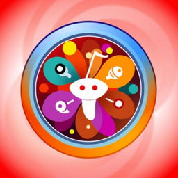 An abstract circular icon representing the concept of 'Best Quizzes Reddit', featuring a vibrant explosion of colors symbolizing creativity and engagement