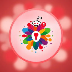 An abstract circular icon representing the concept of 'Best Quizzes Reddit', featuring a vibrant explosion of colors symbolizing creativity and engagement